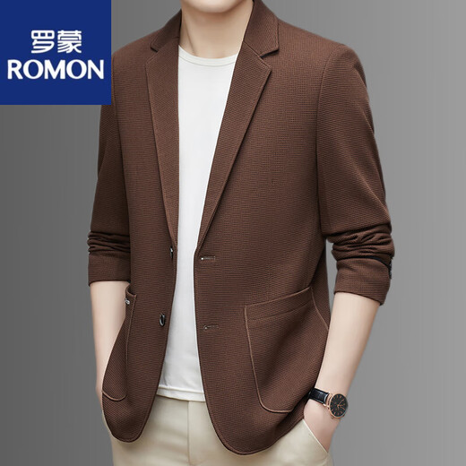 ROMON new suit men's slim small suit casual and versatile Korean style handsome trendy solid color business spring and autumn suit jacket two buttons 1819 light gray (top) 3XL 146-165Jin Jin equals 0.5 kg