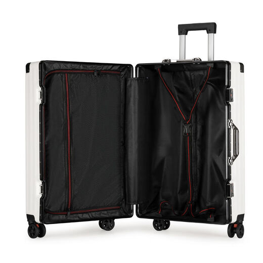 Kangaroo aluminum frame with LOGO suitcase large capacity trolley case for men and women pressure-resistant and wear-resistant password suitcase hard shell leather suitcase dark space gray with LOGO/thickened case 26 inches student accommodation