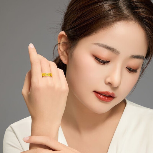 GRAYCEWODY Old Phoenix 999 gold gold clad with silver. Please ask for coins. Pure gold pure silver ring. Birthday gift for your lover. US size 8 ring mouth 110-120. Old Phoenix gold store model.