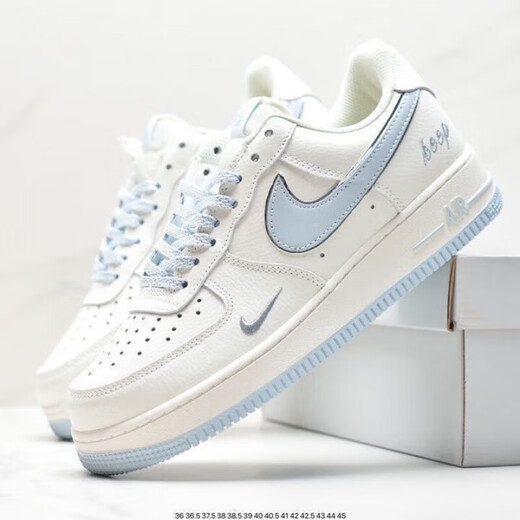CLENIKEED Putian Chunyuan Air Force No. 1 AJ1 small hook low-top shoes, light gray, white and blue, men's and women's fashion student casual sneakers, Air Force, sky blue, high quality NIKE 42