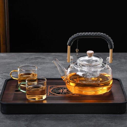 Teapot set household tea making and boiling tea set teapot glass tea infuser household large capacity teapot lifting kettle tied rope tea lifting kettle 1000ml