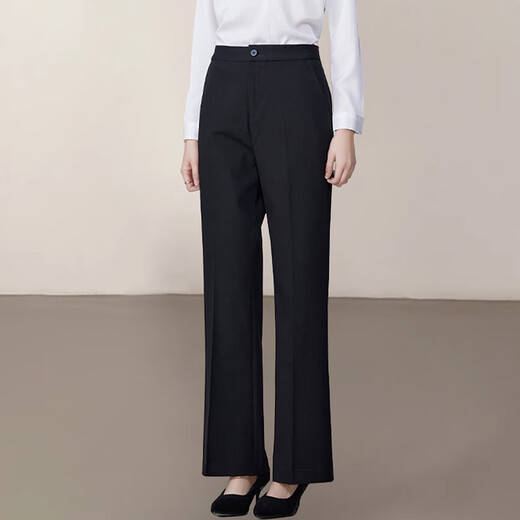 Troman black slightly elastic flared casual suit trousers for women straight-leg trousers professional formal interview commuter suit trousers for women