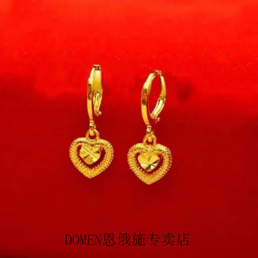 Pupan Lao Phoenix Gold Store Model Imitation 9999 Gold Earrings Women's Love Earrings Temperament Small and Exquisite Earrings Women's 24 Gold Brand Love Earrings