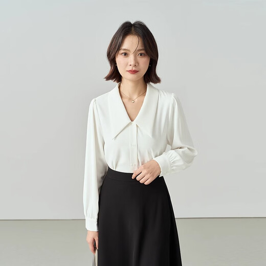 Lady Bird white v-neck shirt women's suit inner defense top professional attire interview formal shirt