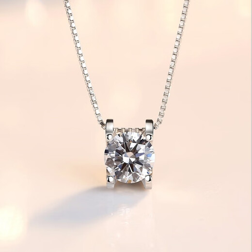 Guanpuge Fat Donglai same style pt950 platinum set chain moissanite diamond necklace white gold bull head pendant clavicle chain PT950 silver pendant + chain main diamond 50 points