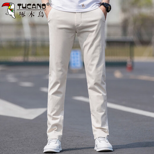 Woodpecker (TUCANO) casual pants men's straight spring and summer business pants men's trendy high-end small suit pants men's pants off-white 32