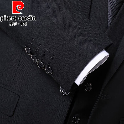 Pierre Cardin Suit Suit Men's Business Slim Professional Formal Small Suit Male Groomsman Clothing Groom Wedding Dress Jacket Black Double Button Suit+Trousers+Vest+Shirt+Tie+Gift Box XL 175 Suitable for 115-130Jin Jin equals 0.5 kg