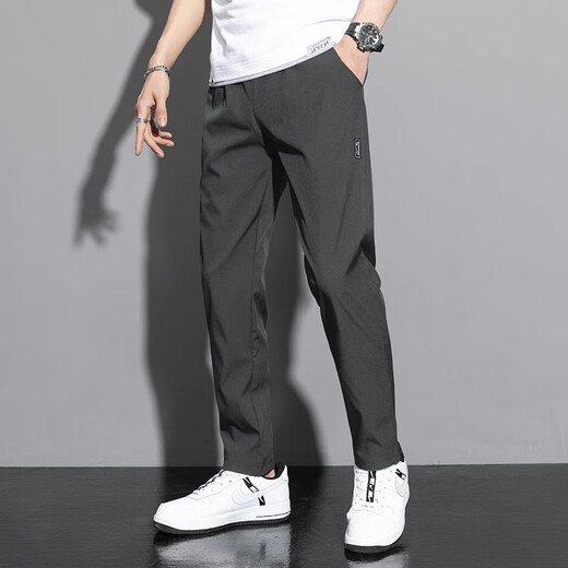 Playboy [2 pairs] Pants for men's summer ice silk thin casual pants for men's straight loose business sports work trousers Two pieces of free combination XL (120-135Jin [Jin equals 0.5 kg])