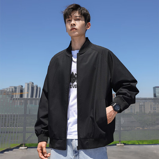 
Cotton Semir Group Jacket Men's Spring American Baseball Suit Men's Casual Jacket Men's Clothes Black XL