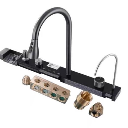 Jomoo all-copper waterway customized version of high-quality one-to-one configuration Whale Rainfall Waterfall pull-out hot and cold faucet 80x45