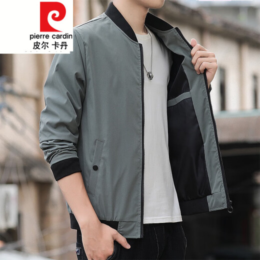 Pierre Cardin Spring y Autumn New American Baseball Traje de béisbol Color sólido Color Piloto Autumn Motorcycle Traje K12109 Negro M Sugerencia 95-100 Jin [Jin iguala 0.5 kg]