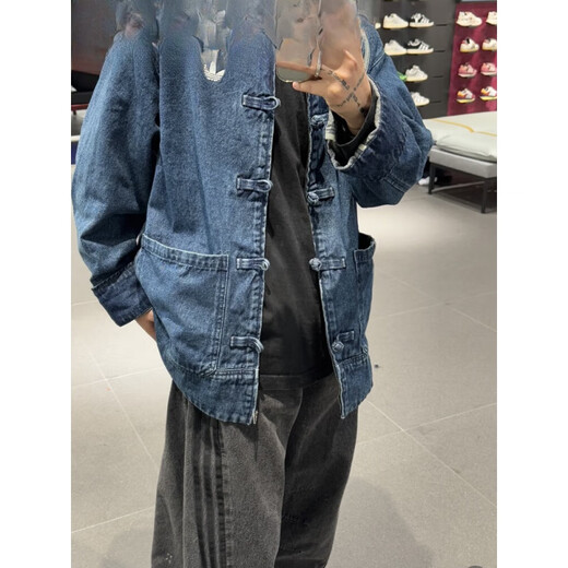 阿迪达斯 （adidas）三叶草蛇年新年款情侣新中式牛仔运动唐装外套JY8275JZ9928 蓝色JZ9928 XXS