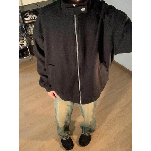 Luyal American trendy retro cleanfit woolen jacket men's spring and autumn versatile high street temperament high-end jacket top Gray L