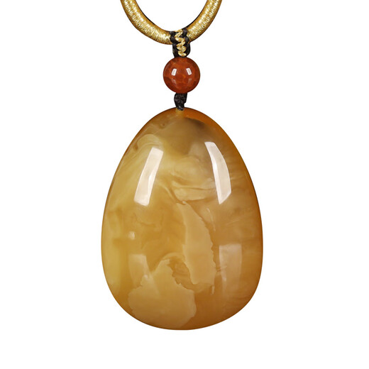 OUCERNY Beeswax Pendant, Collection of Orphans, Large Water Drops, Natural Baltic Amber Chicken Fat Yellow New Honey Hanging Chain, 22.74g, Natural Orphans, One Thing, One Certificate, One Shot