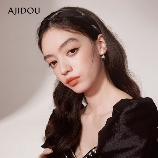AJIDOU Ajidou headband women's high skull French polka dot series sparkling rhinestone headband simple high-end birthday gift black 1 piece