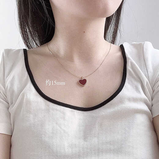 Mo Qianxue 18K gold love pendant red agate color gold rose gold pendant au750 gold necklace women's clavicle chain 18k gold rose gold (pendant + 18K gold necklace) 20mm red agate