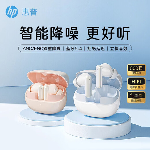 HP H23C in-ear Bluetooth headset ANC active noise reduction Bluetooth 5.4 long battery life sports music headset suitable for Huawei, Apple, Xiaomi vivo, Jinghu White