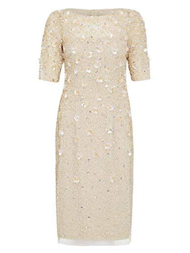 Adrianna Papell Women's Beaded Cocktail Dress, Biscotti Biscotti 4