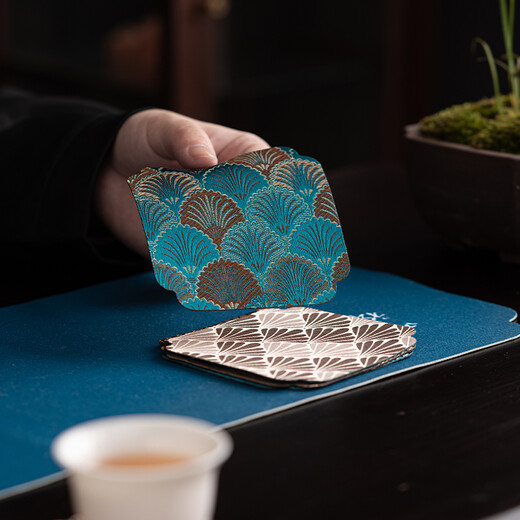 Su's Ceramic Kung Fu Tea Coasters, National Trendy Taiwan Brocade Coasters, 8 Pack 9*9cmJ0609