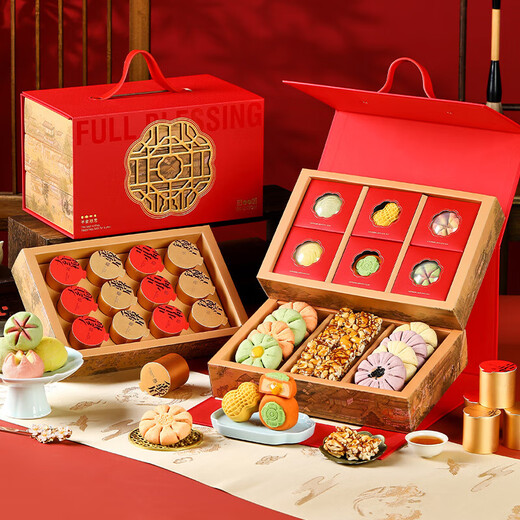悠享时年货礼盒822g 糕点心零食过年送礼春节礼品礼包新年礼物团购定制 云窗满福礼盒897g