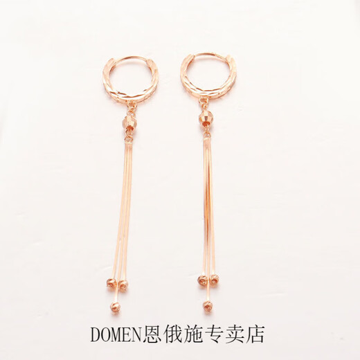 DOMEN Old Phoenix Gold Store silver-plated Russian purple gold tassel snake bone earrings for women, 18K color gold-plated Japanese and Korean fashionable pair of snake bone earrings rose gold