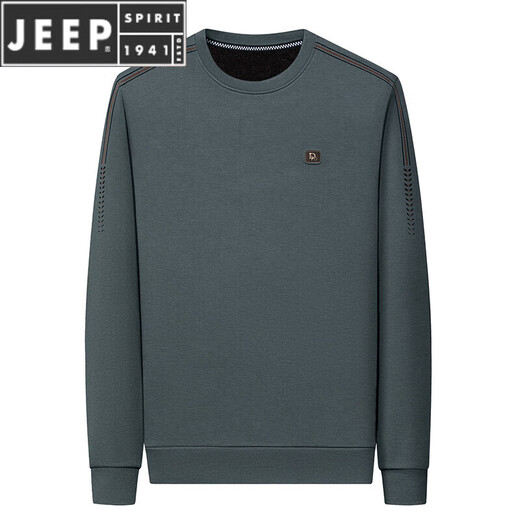 JEEP SPIRIT autumn long-sleeved T-shirt men's autumn and winter new style middle-aged men's sweatshirt plus velvet loose bottoming shirt Spring and Autumn SY-6625 black 3XL 185 recommended 165-180Jin Jin equals 0.5 kg