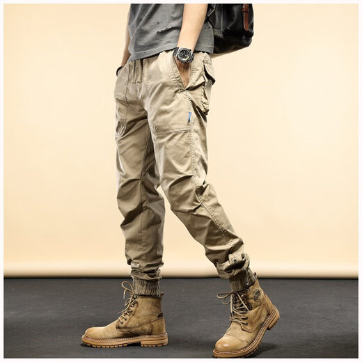 Romon American Retro Work Hosen Herren Frühling und Herbst neuer Stil Männer vielseitige Füße Casual Lose Trendy Wear-Resistant Long Hosen Herren Schwarzer Sommerstil 679 28 (Empfohlen 90-110Jin [Jin gleich 0,5 kg])