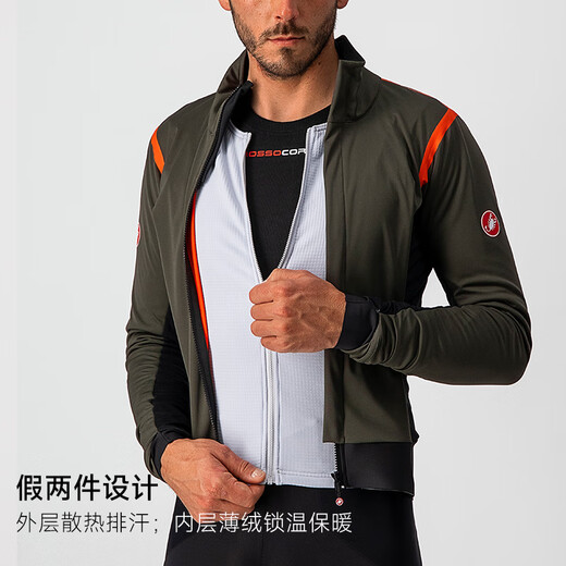 Castelli Scorpion Cycling Jersey Men's Autumn and Winter Thickened Locking and Warm Racing Bicycle Long-Sleeved Jacket 4520502 075 Army Green L