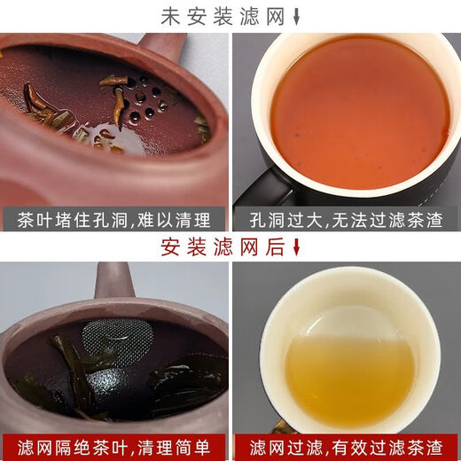 Fat Donglai's same tea set accessories, purple sand spout filter, built-in spherical hole stainless steel tea filter, single hole water outlet, 304 round - mesh type, 2 pieces