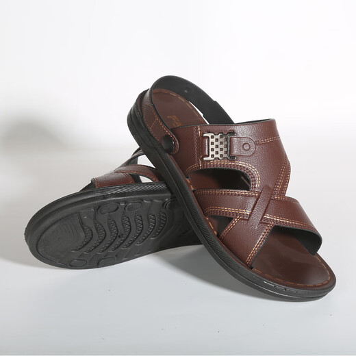 Neue Sommersandalen für Männer im Freien, Strandschuhe im Outdoor, Anti-Rutsch-Weiche Sohle Outdoor-Sandalen wasserdichte Freizeitschuhe, braune OU689 verbessertes Modell 42 [nur eine Größe kleiner]