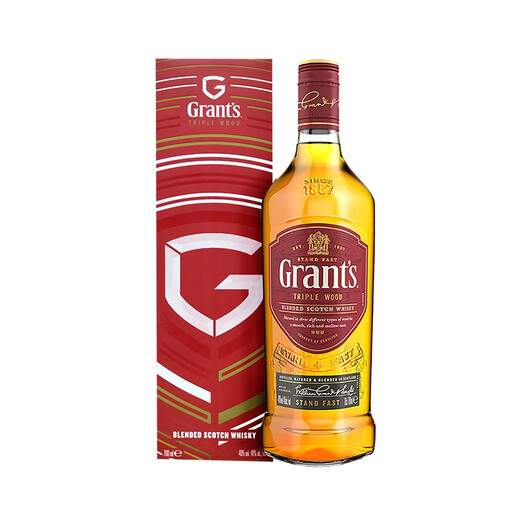 格兰（Grant's）三桶 苏格兰调和威士忌 700ml 40度 礼盒装 进口洋酒