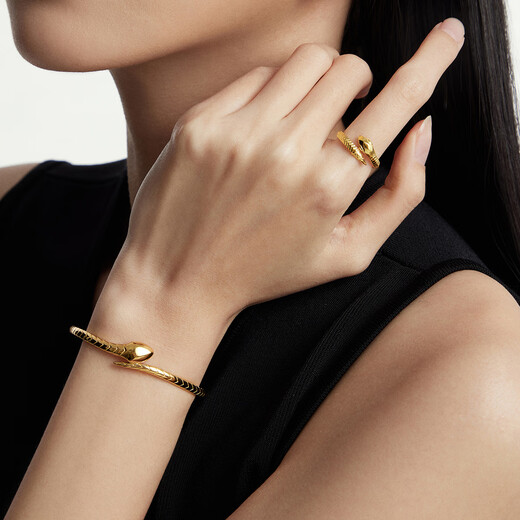 Chow Tai Fook's birth year is the snake year, the zodiac snake bone ring, the pattern snake gold ring for women (labor cost 520) EOF1347 No. 13, pure gold, about 5.00g