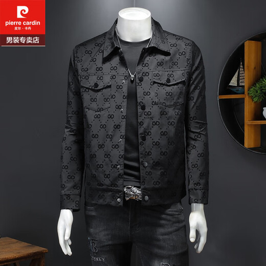 Pierre Cardin 2025 Spring New Printed Jacket Men's Large Size Lapel Jacket Thin Slim Fit Trendy European Station Handsome Fashion Brand Main Picture Model 2XL 135-150Jin Jin is equal to 0.5 kg