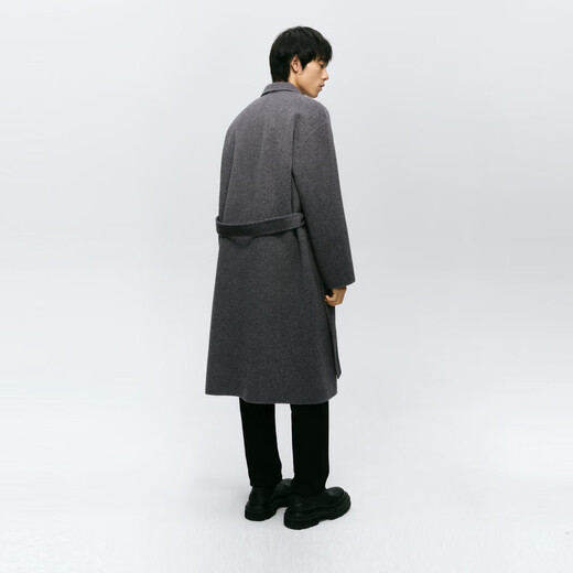 Mai Meng MM Mai Meng men's 24 winter new loose mid-length double-breasted coat woolen coat 9FC170081 Gray S