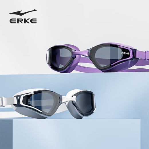 Hongxing Erke (ERKE) swimming goggles, unisex, adult high-definition anti-fog swimming goggles, professional racing swimming goggles, diving equipment, dark night black