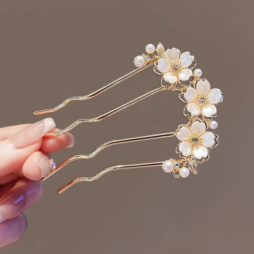 Xiang Wan hairpin U-shaped flower hairpin high-end pearl wave hair comb simple hairpin hairpin Mid-Autumn Festival gift