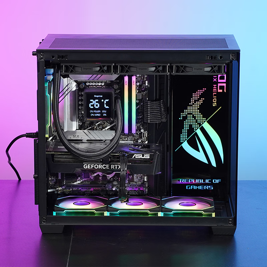 ASUS 24-issue interest-free ultra7 265KF+5060Ti/5070Ti/5080 black ROG ocean view room family bucket custom water-cooled e-sports gaming computer diy host with three U7 265KF丨5070丨32G丨1T ROG family bucket