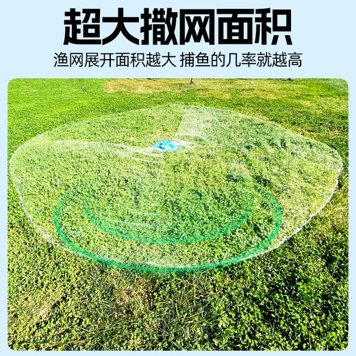 God Shark 2.4-meter high-strength fish silk line hand-thrown fishing net disc hand-thrown fishing easy-throwing net fishing net fishing gear