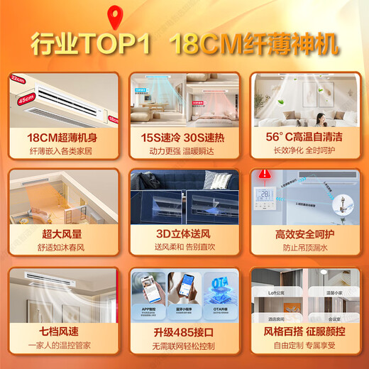Haier Smart Home's Tongshuai central air conditioner offers an instant discount of 15% for all-inclusive orders. 3-horsepower Yuanqi duct machine, one-to-one household air conditioner, new first-class energy efficiency, frequency conversion, smart IoT, 3-horsepower first-class energy efficiency, Yuanqi super power-saving + powerful heating and cooling + sterilization and self-cleaning