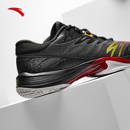 ANTA Qingyi Badminton Shoes丨2026 Spring New Wear-Resistant Anti-Slip Professional Training Sports Shoes for Men and Women Black/Classic Red/High-Gloss Yellow-5 39