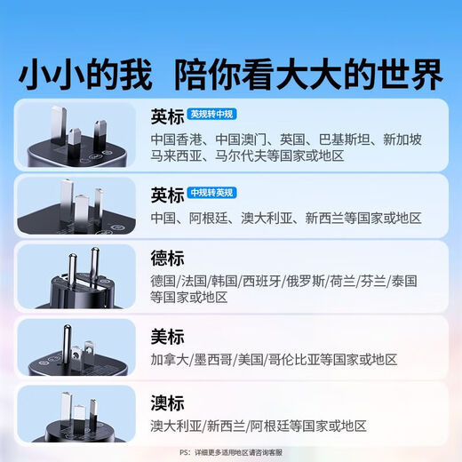 Converter plug Hong Kong version British standard socket German/American/Australian standard to Chinese standard travel converter American to Chinese converter suitable for domestic electrical appliances