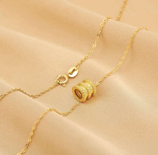 Shiyi Gold Necklace Women's Small Waist 999 Pure Gold Pendant Transfer Beads Clavicle Chain Plain Chain Pure 18K Jewelry Gold K Pendant + 18k Necklace