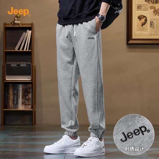 吉普（JEEP）休闲裤男春季新款运动刺绣束脚卫裤宽松潮流哈伦男士长裤