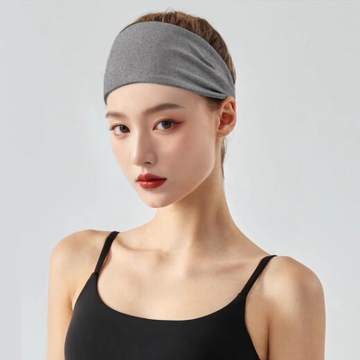 Sha Yanxi covers white hair, wide-brimmed headband, headband, covers hair seam, dance yoga, running, sports hair accessories, daily outing band, dark hemp gray ultra-wide hair band (width about 15cm) 1 piece