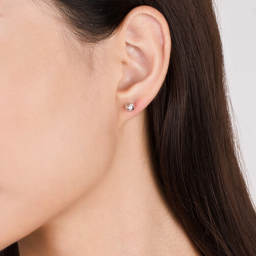 Liuguifu Jewelry PT950 Platinum Earrings Turned Ball Earrings Girl Birthday Gift 1.15g