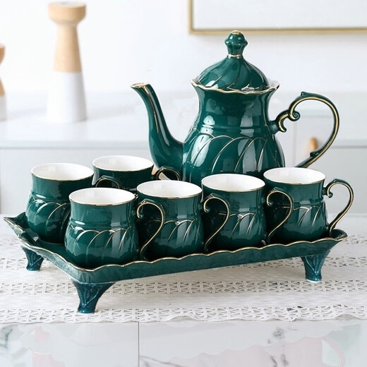 Jingdezhen high-end European water cup set ceramic living room cup family light luxury teapot tea set teacup household cup set national beauty and fragrance