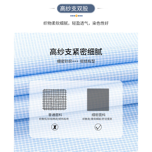 Shanshan (FIRS) DP no-iron long-sleeved shirt men's pure cotton business formal wear cotton no-iron shirt blue small grid 42
