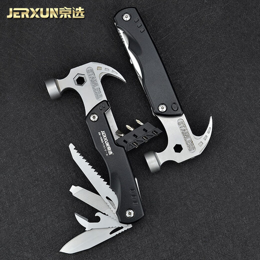 JERXUN outdoor claw hammer multifunctional woodworking mini stainless steel hammer escape survival cutter car safety hammer tool