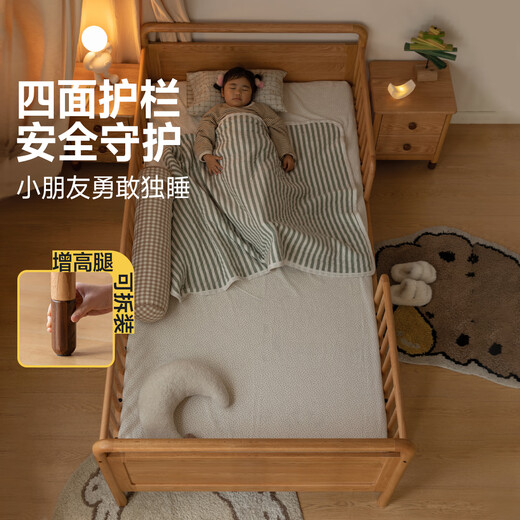 Genji Muyu children's furniture baby splicing bed children's solid wood bedroom crib with guardrails multi-functional baby simple large bed widened bed furniture birch splicing bed (1.0*2.0 meters)