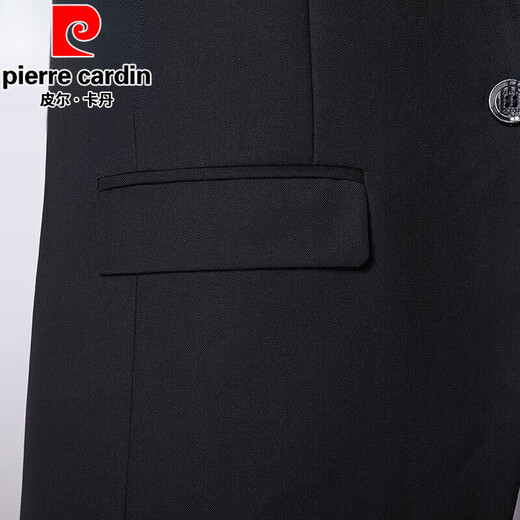 Pierre Cardin Suit Suit Men's Business Slim Professional Formal Small Suit Male Groomsman Clothing Groom Wedding Dress Jacket Black Double Button Suit+Trousers+Vest+Shirt+Tie+Gift Box XL 175 Suitable for 115-130Jin Jin equals 0.5 kg